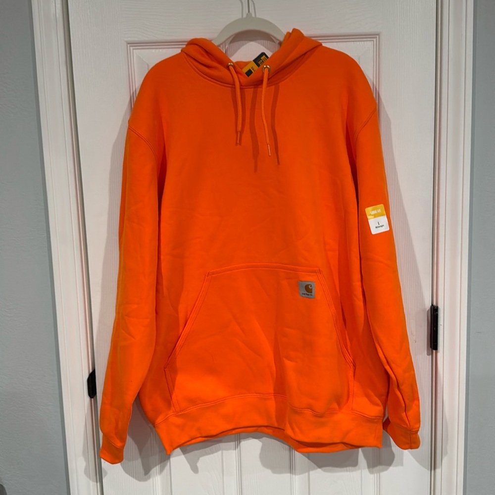 NWT Men’s Carhartt high vis orange hoodie